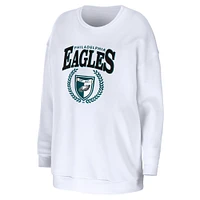 Women's WEAR by Erin Andrews White Philadelphia Eagles Oversized Pullover Sweatshirt