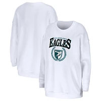 Women's WEAR by Erin Andrews White Philadelphia Eagles Oversized Pullover Sweatshirt