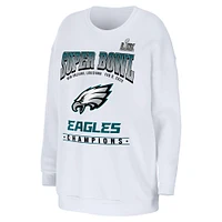 Women's WEAR by Erin Andrews  White Philadelphia Eagles Super Bowl LIX Champions Fleece Pullover Sweatshirt