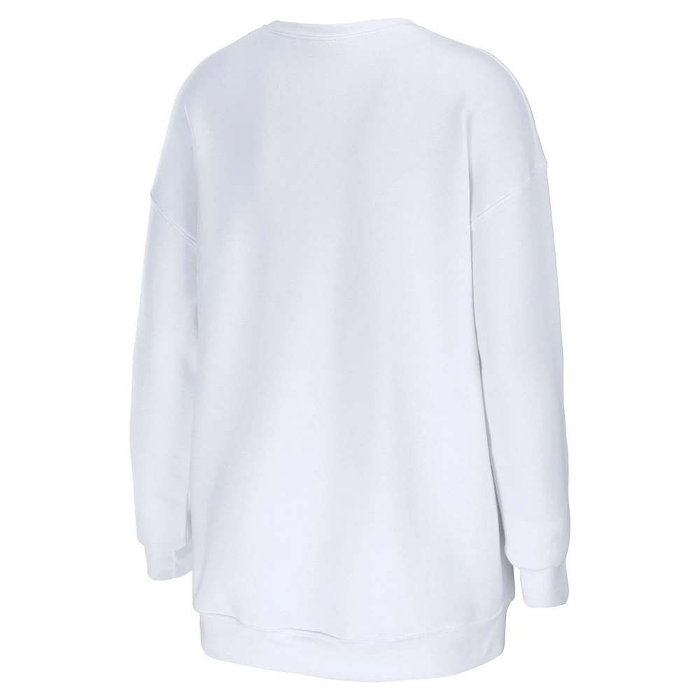 Women's WEAR by Erin Andrews  White Philadelphia Eagles Super Bowl LIX Champions Fleece Pullover Sweatshirt