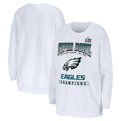 Women's WEAR by Erin Andrews  White Philadelphia Eagles Super Bowl LIX Champions Fleece Pullover Sweatshirt