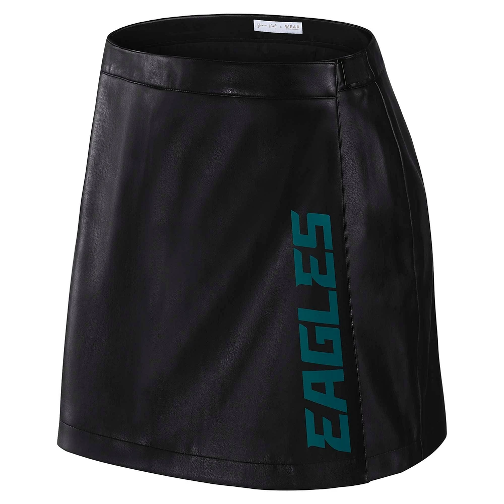 Women's WEAR by Erin Andrews x Gracie Hunt Black Philadelphia Eagles Wrap Skirt