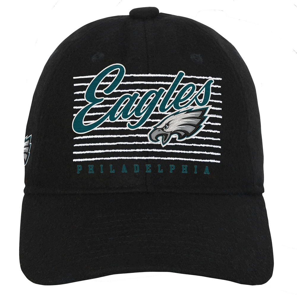 Youth Black Philadelphia Eagles Retro Wooly Adjustable Hat