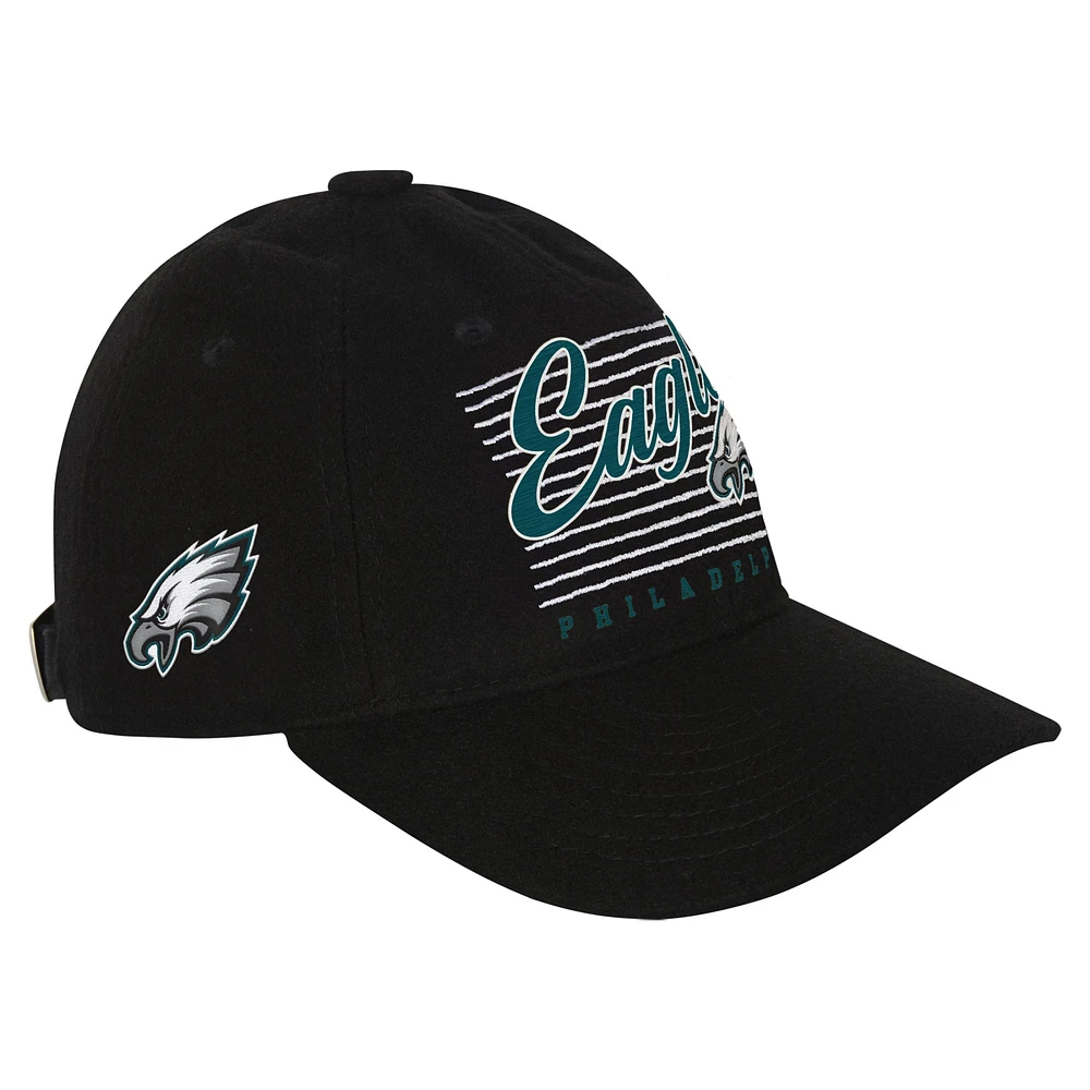 Youth Black Philadelphia Eagles Retro Wooly Adjustable Hat