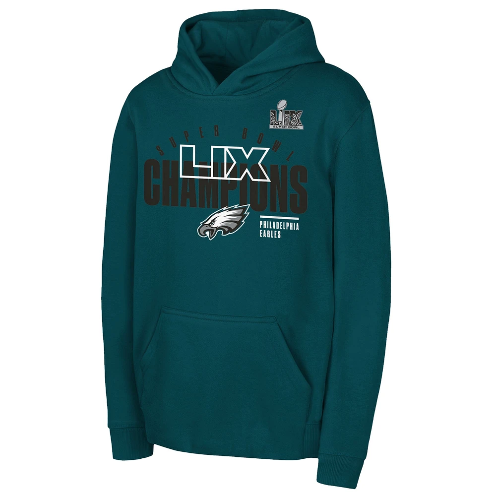 Youth Fanatics  Midnight Green Philadelphia Eagles Super Bowl LIX Champions Iconic Victory Pullover Hoodie