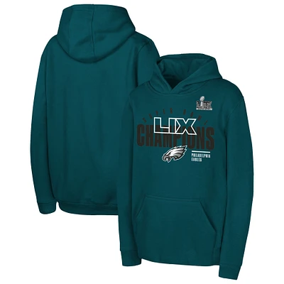 Youth Fanatics  Midnight Green Philadelphia Eagles Super Bowl LIX Champions Iconic Victory Pullover Hoodie