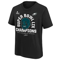 Youth Jalen Hurts Black Philadelphia Eagles Super Bowl LIX Champions Face T-Shirt