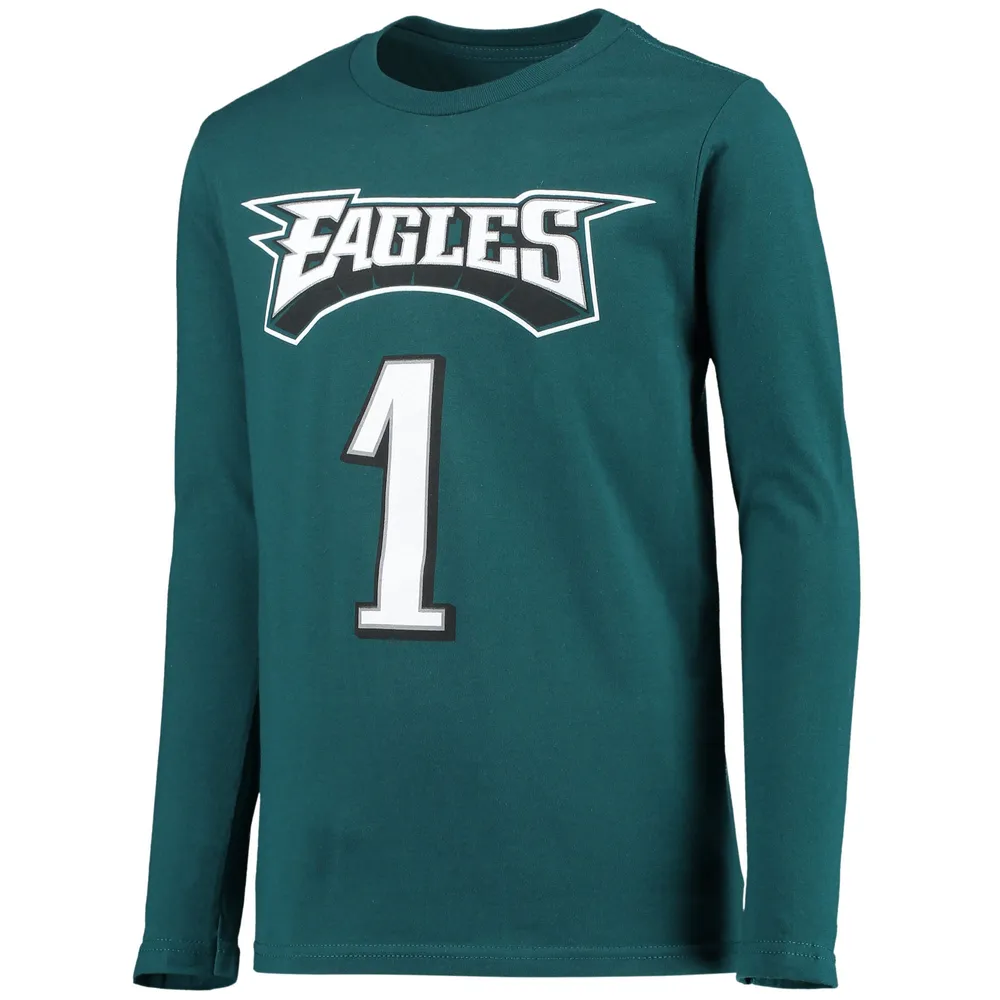 Jalen Hurts Philadelphia Eagles Youth Green Name & Number Logo T-Shirt 