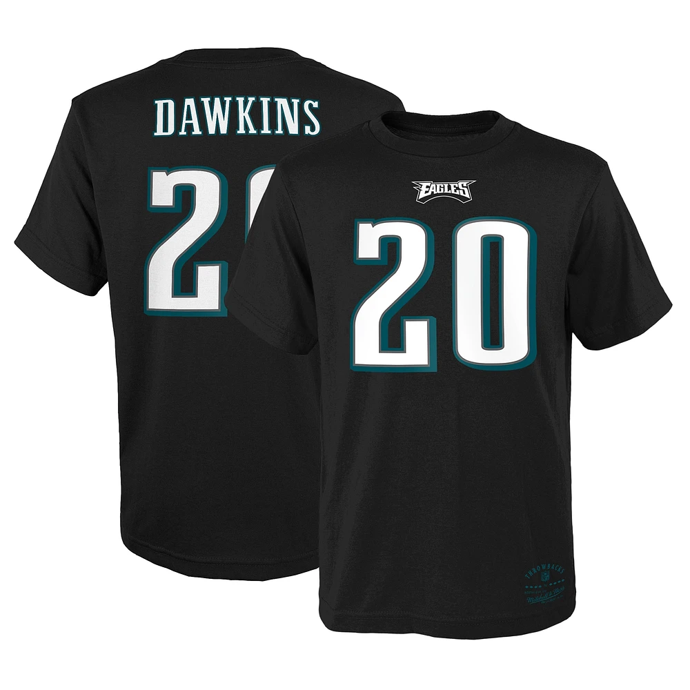 Youth Mitchell & Ness Brian Dawkins Black Philadelphia Eagles Retired Retro Player Name Number T-Shirt