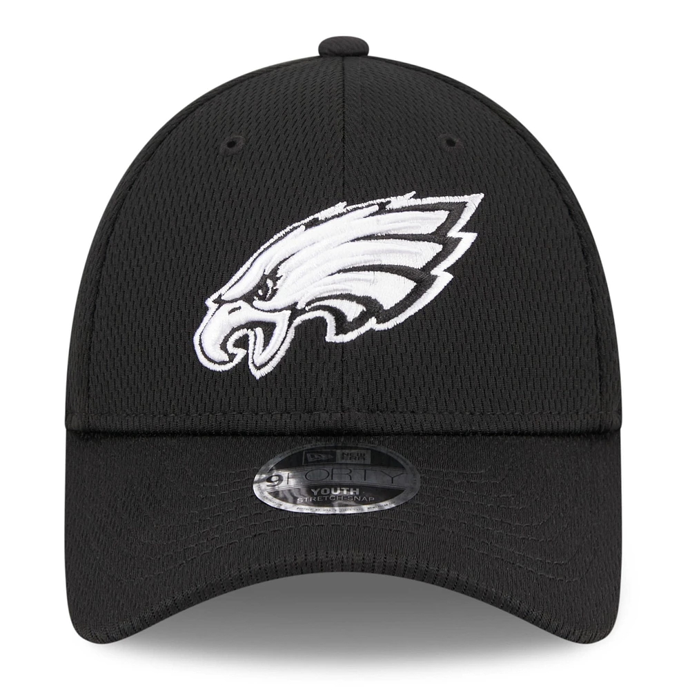 Casquette réglable noire Philadelphia Eagles Main B-Dub 9FORTY pour jeune New Era