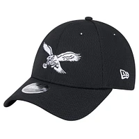 Casquette ajustable New Era Philadelphia Eagles Throwback Main B-Dub 9FORTY noire pour jeunes