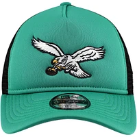 Youth New Era Kelly Green Philadelphia Eagles A-Frame 9FORTY Trucker Adjustable Hat