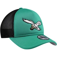 Youth New Era Kelly Green Philadelphia Eagles A-Frame 9FORTY Trucker Adjustable Hat