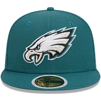 Casquette ajustée New Era Midnight Green Philadelphia Eagles Main 59FIFTY pour jeune