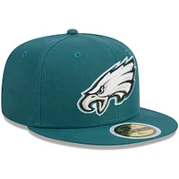 Casquette ajustée New Era Midnight Green Philadelphia Eagles Main 59FIFTY pour jeune