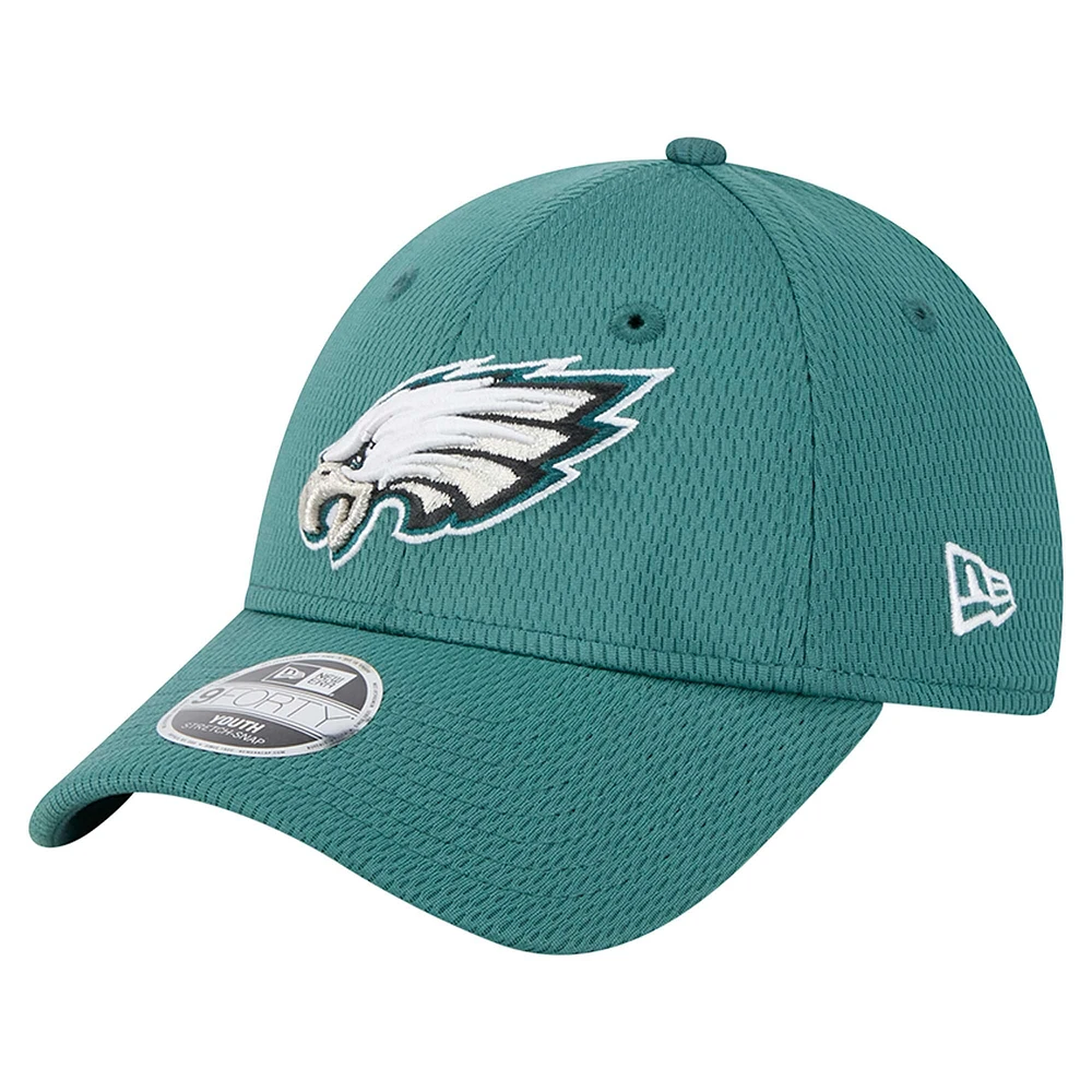 Youth New Era Midnight Green Philadelphia Eagles Main 9FORTY Adjustable Hat