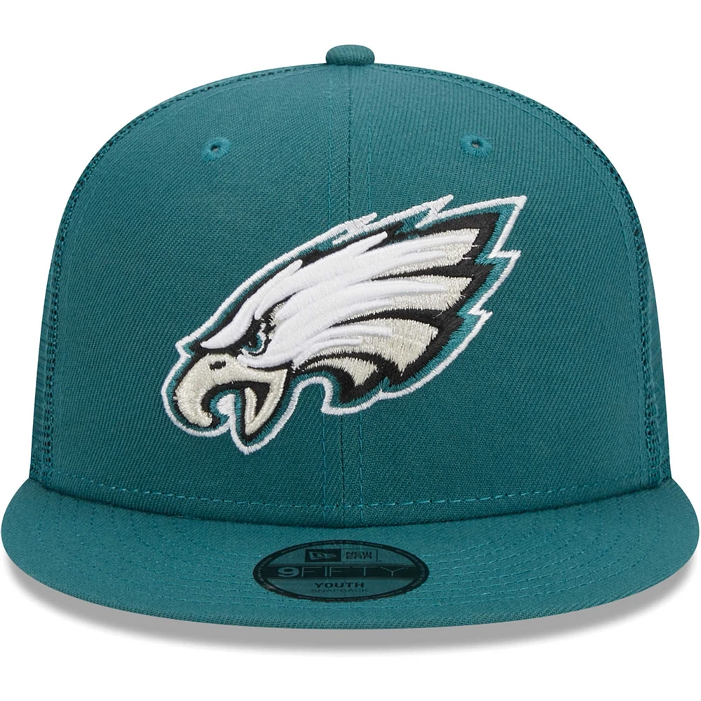 Casquette Snapback 9FIFTY Snapback pour jeunes des Philadelphia Eagles Main Trucker New Era vert nuit