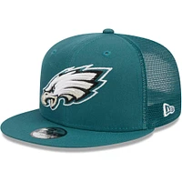 Youth New Era Midnight Green Philadelphia Eagles  Main Trucker 9FIFTY Snapback Hat