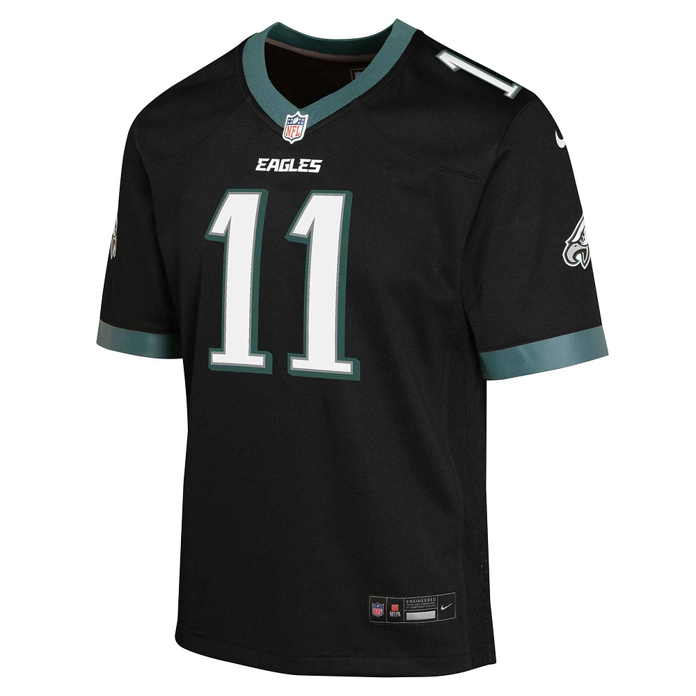 Maillot de match alternatif Nike A.J. Brown noir pour jeunes des Eagles Philadelphie