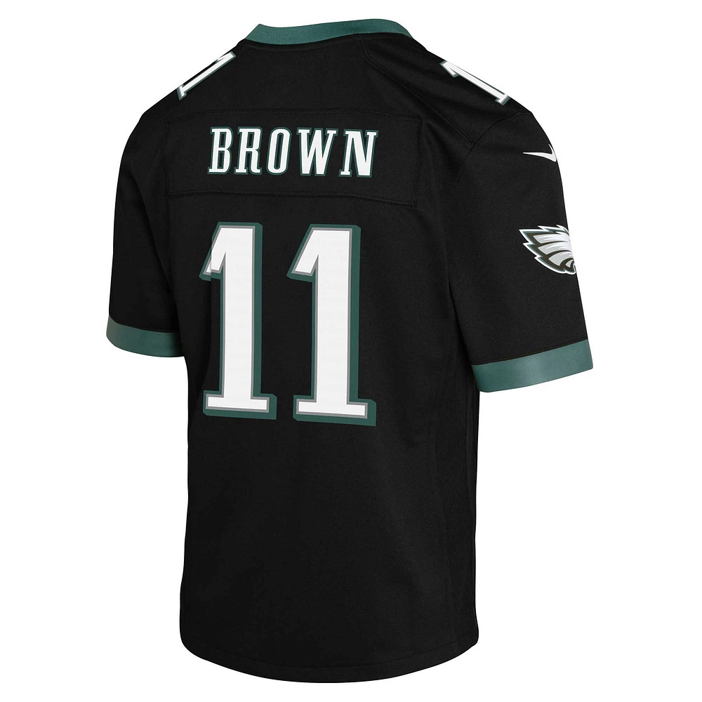 Maillot de match alternatif Nike A.J. Brown noir pour jeunes des Eagles Philadelphie