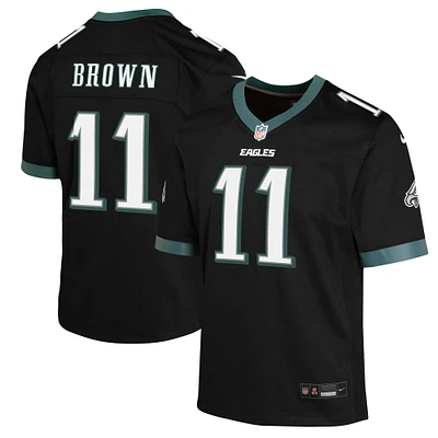 Maillot de match alternatif Nike A.J. Brown noir pour jeunes des Eagles Philadelphie