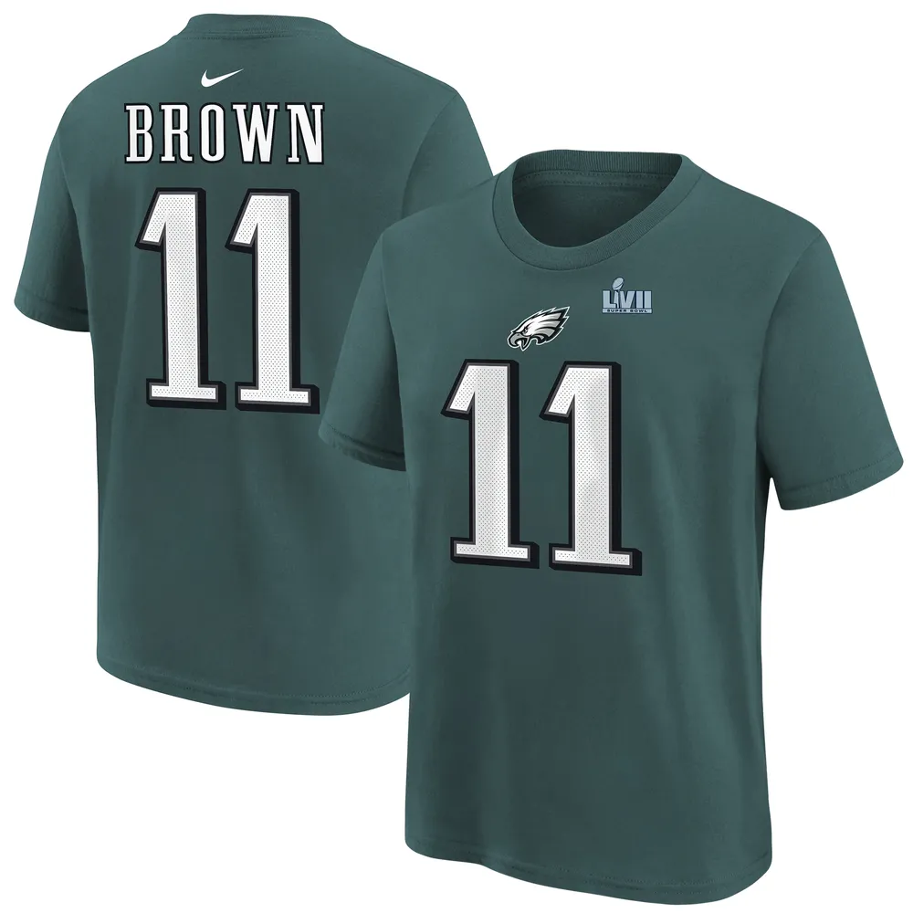 A.J. Brown Philadelphia Eagles Youth Green Name & Number Logo T-Shirt 