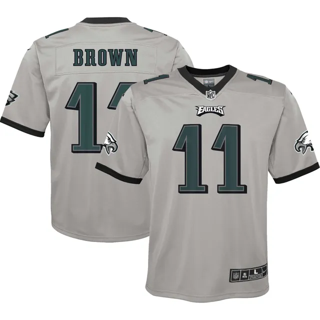 Men's Nike A.J. Brown Gray Philadelphia Eagles Super Bowl LVII Patch Atmosphere Fashion Game Jersey Size: Large