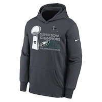 Sweat à capuche en polaire Nike Anthracite Philadelphia Eagles Super Bowl LIX Champions Locker Room Trophy Collection pour jeunes