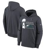 Sweat à capuche en polaire Nike Anthracite Philadelphia Eagles Super Bowl LIX Champions Locker Room Trophy Collection pour jeunes