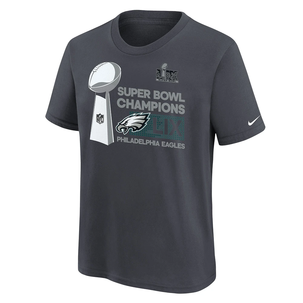 Youth Nike  Anthracite Philadelphia Eagles Super Bowl LIX Champions Locker Room Trophy Collection T-Shirt