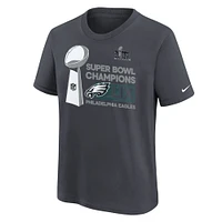 Youth Nike  Anthracite Philadelphia Eagles Super Bowl LIX Champions Locker Room Trophy Collection T-Shirt