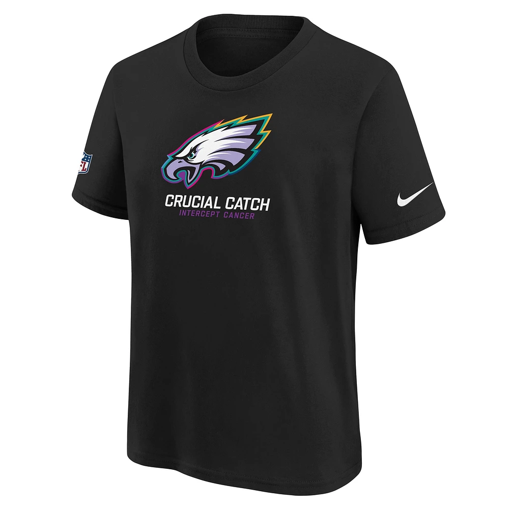 T-shirt Nike noir pour jeunes Philadelphia Eagles 2024 NFL Crucial Catch