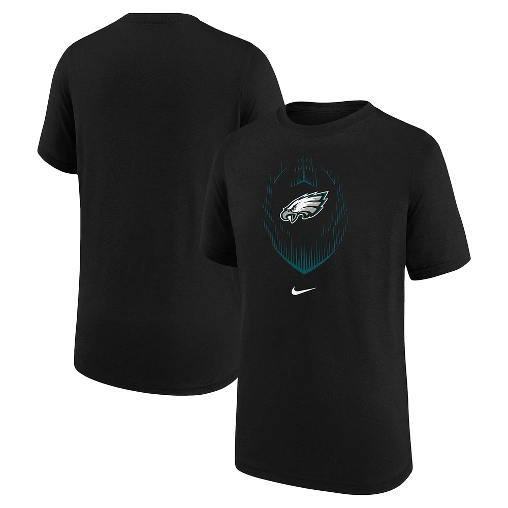 T-shirt Nike noir pour jeunes Eagles de Philadelphie Legend Icon