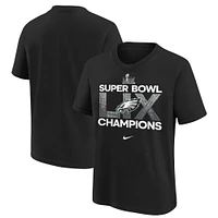 T-shirt Nike noir pour jeunes Philadelphia Eagles Super Bowl LIX Champions