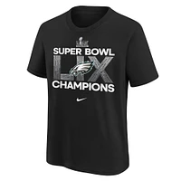 T-shirt Nike noir pour jeunes Philadelphia Eagles Super Bowl LIX Champions