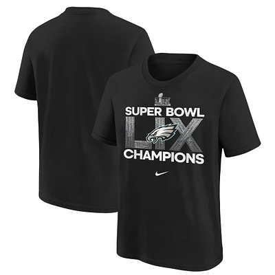 T-shirt Nike noir pour jeunes Philadelphia Eagles Super Bowl LIX Champions