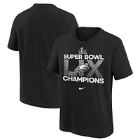T-shirt Nike noir pour jeunes Philadelphia Eagles Super Bowl LIX Champions