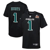 Youth Nike Jalen Hurts Carbon Black Philadelphia Eagles Super Bowl LIX Fashion Game Jersey