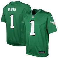 Maillot de jeu alternatif Nike Jalen Hurts Kelly Green des Philadelphia Eagles pour jeunes