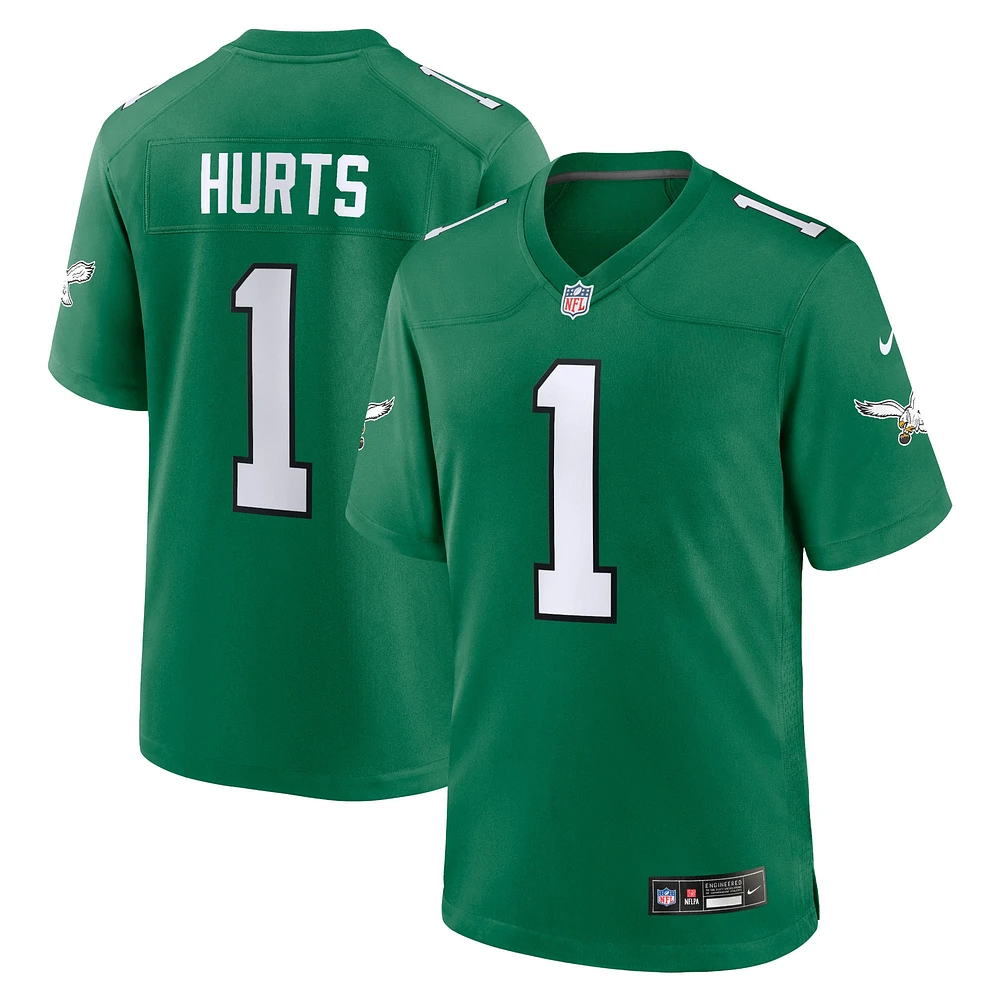 Maillot de match Nike Jalen Hurts Kelly Green des Eagles Philadelphie pour jeunes