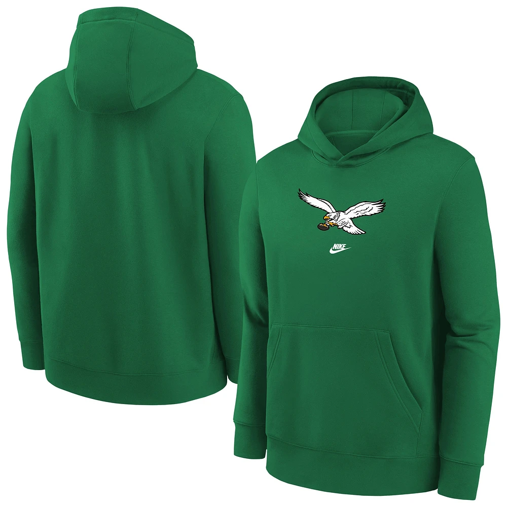 Sweat à capuche en molleton vert Kelly avec logo Philadelphia Eagles Club pour jeunes Nike