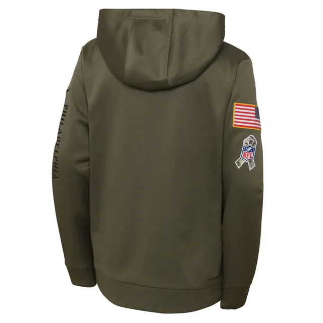 Nike Youth Nike Olive Philadelphia Eagles 2022 Salute To Service  Performance Pullover Hoodie