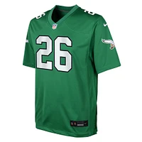 Maillot de joueur jeu alternatif Nike Saquon Barkley Kelly Green Philadelphia Eagles pour jeune