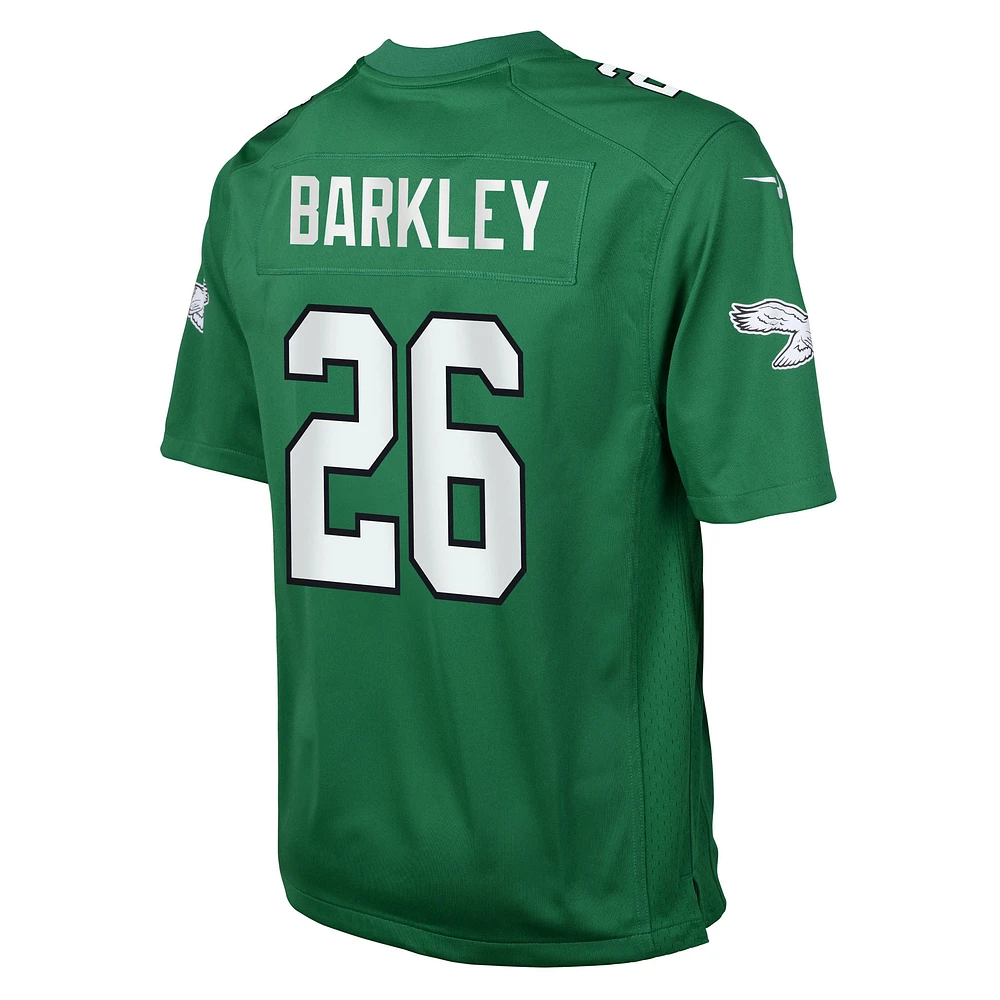 Maillot de joueur jeu alternatif Nike Saquon Barkley Kelly Green Philadelphia Eagles pour jeune