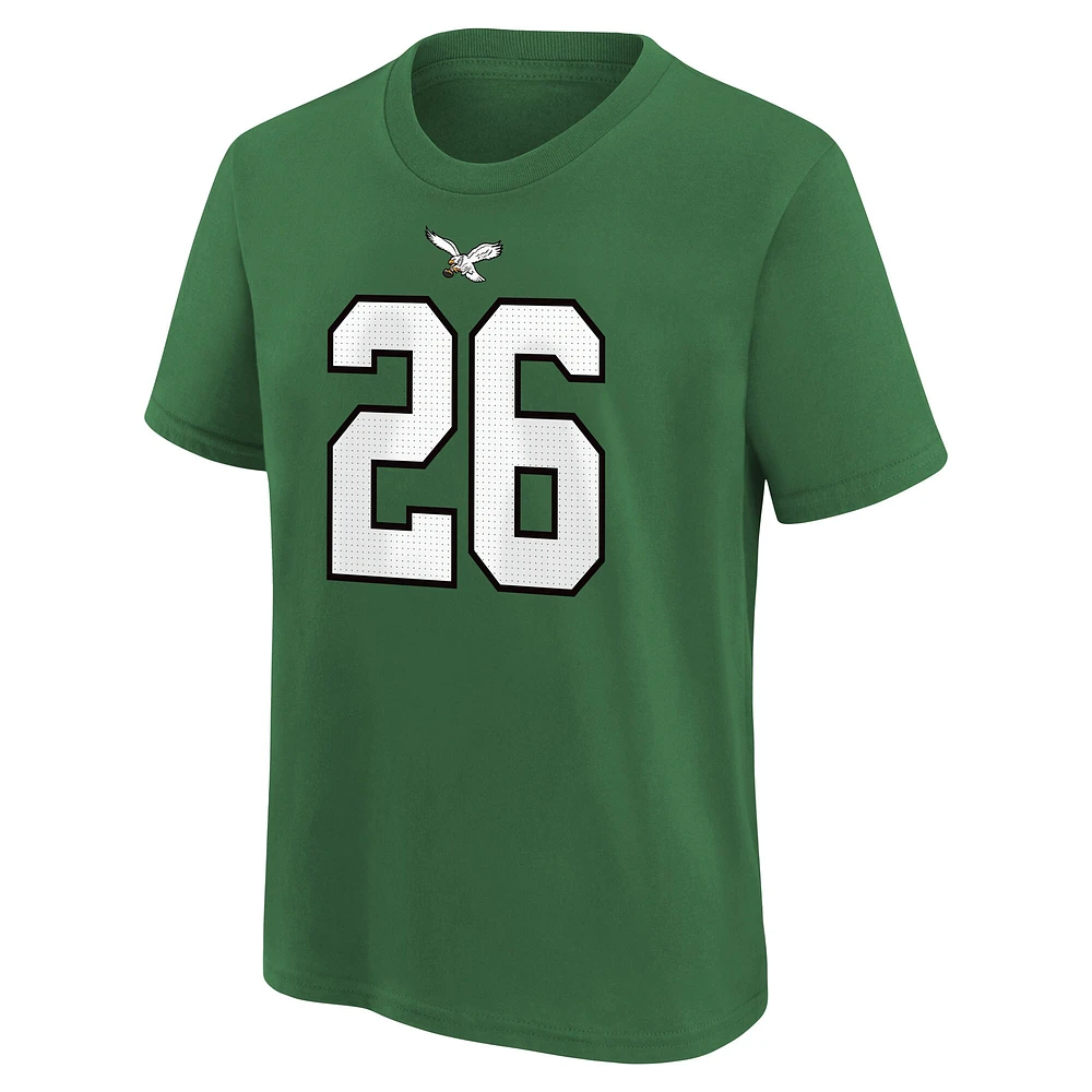 T-shirt Nike pour jeunes avec nom et numéro de joueur Saquon Barkley Kelly Green des Philadelphia Eagles