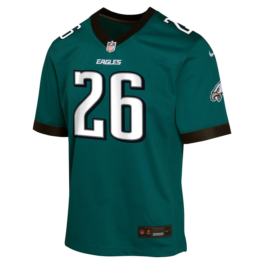 Maillot de jeu l'équipe joueurs des Philadelphia Eagles Nike Saquon Barkley pour jeunes, vert nuit