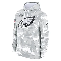 Sweat à capuche Nike Philadelphia Eagles 2024 Salute To Service blanc/gris pour jeune