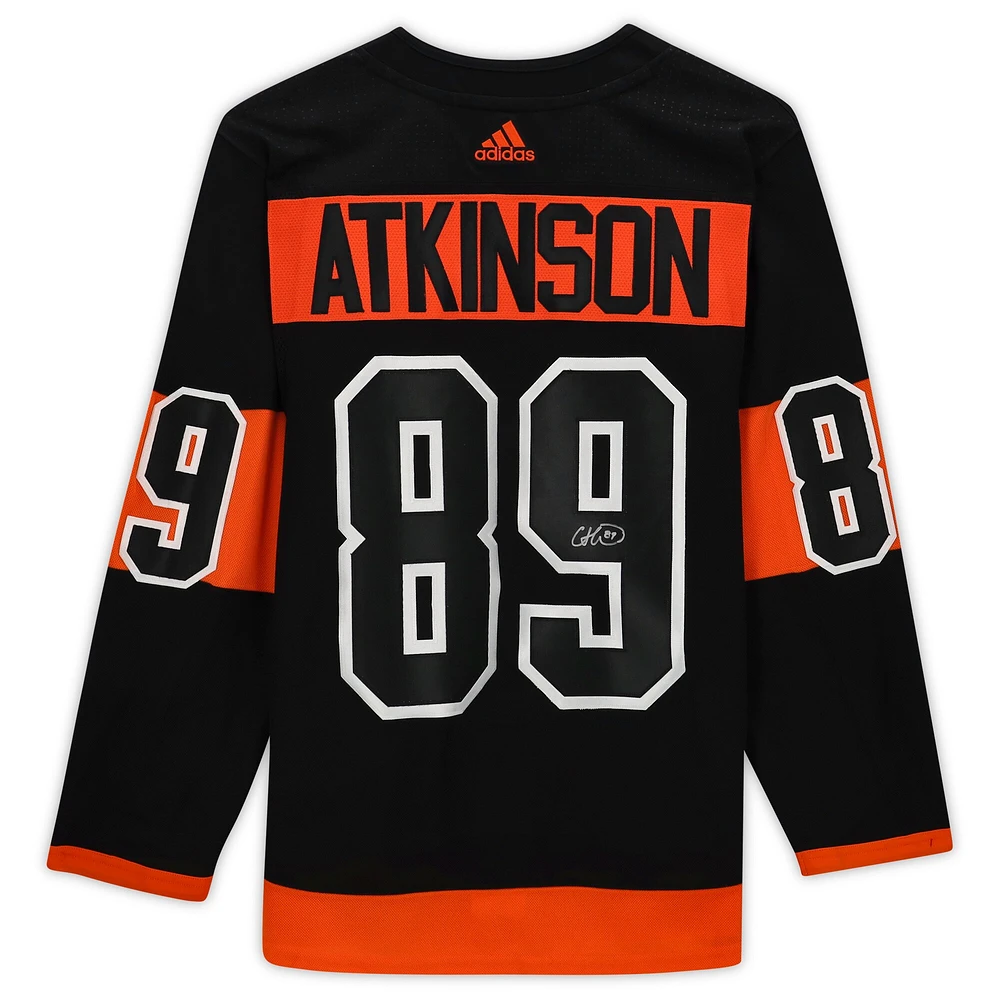 Maillot authentique noir dédicacé par Cam Atkinson des Flyers de Philadelphie Adidas