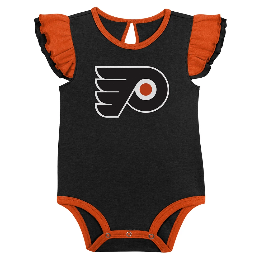 Ensemble de deux bodys d'entraînement orange/noir pour filles des Flyers Philadelphie