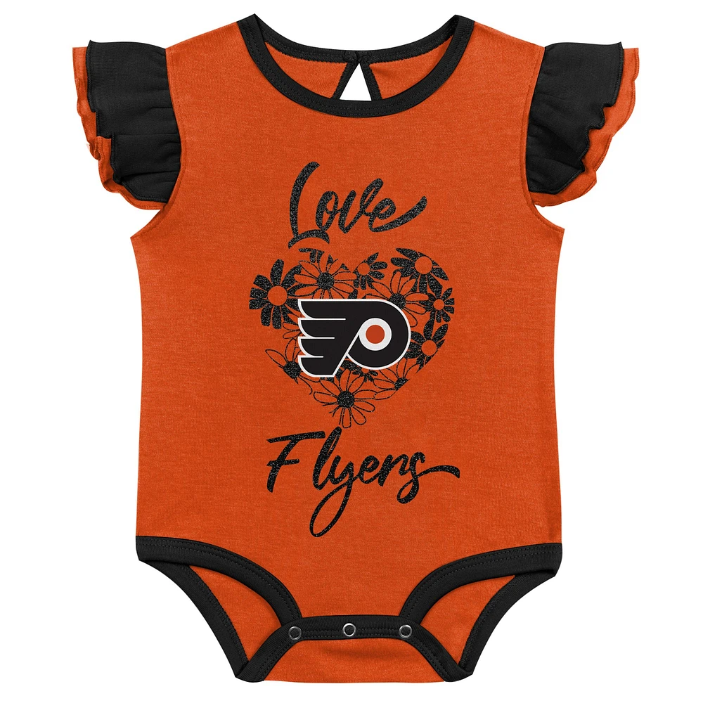 Ensemble de deux bodys d'entraînement orange/noir pour filles des Flyers Philadelphie